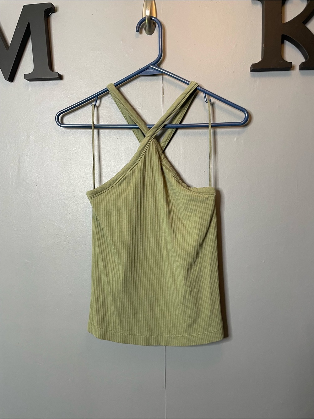 Old Navy Crossback Ribbed Halter Tank Top - Green size medium